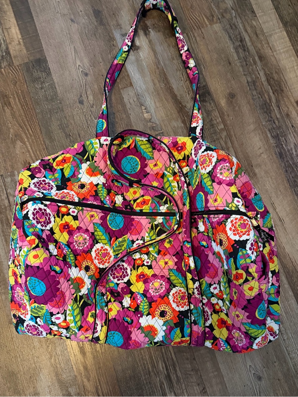 Vera Bradley Quilted Floral Travel Tote in Pink, Yellow, Turquoise